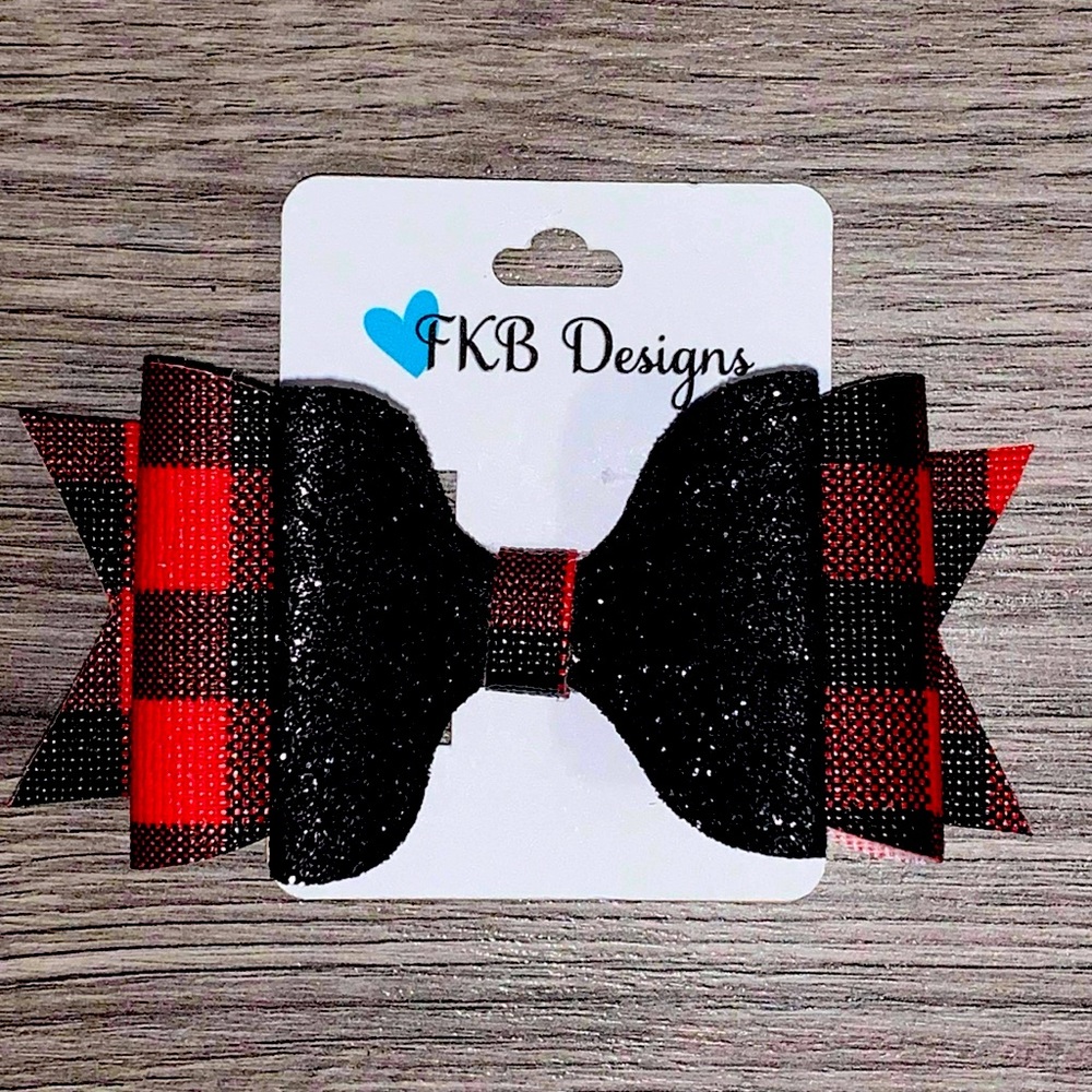 Faux leather 3.5 inch hair bow with alligator clip